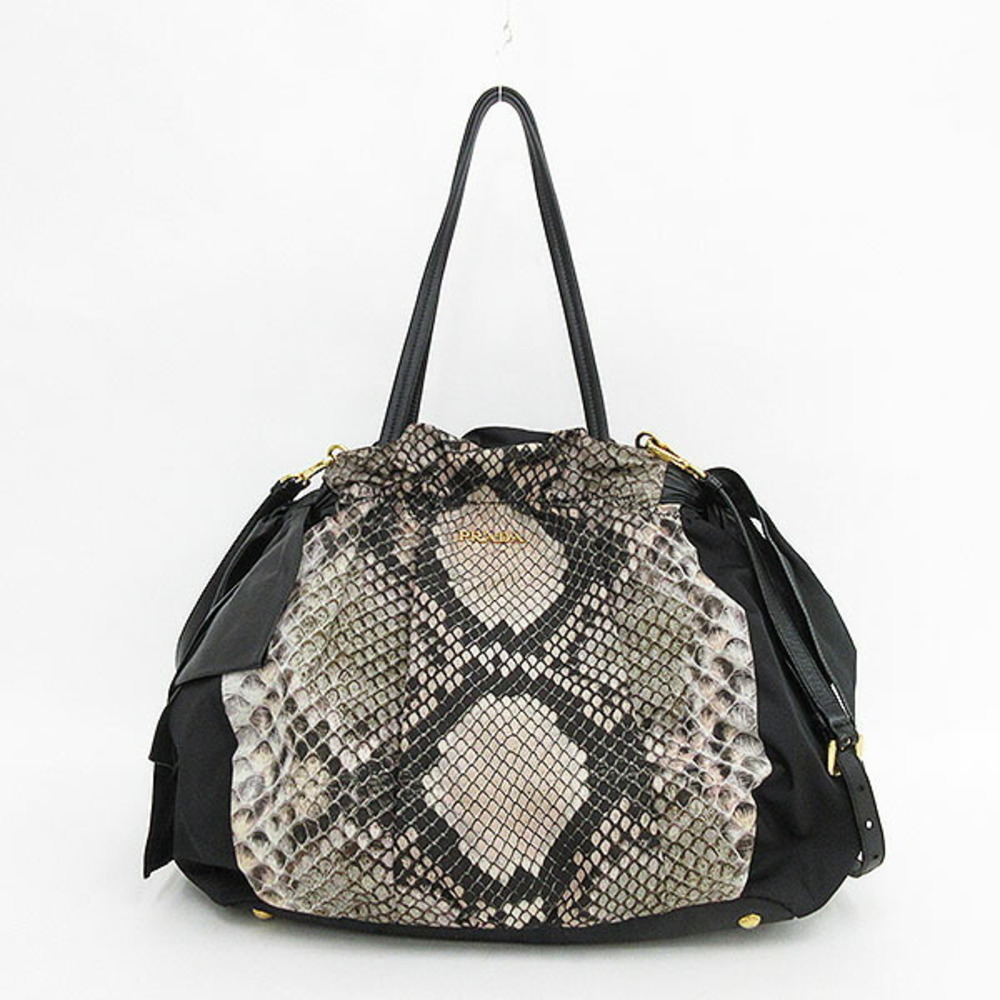 Prada Python Print Bag Nylon Shoulder Black - image 2